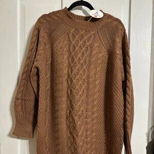 ANRABESS Oversized Cable Knit Chunky Long Sleeve Sweater Dress